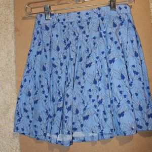 Blue floral mid length skirt